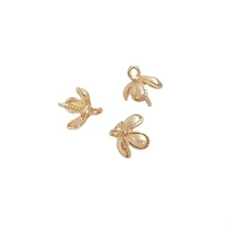 宏雲Hongyun-Ala新品-14k包金保色四葉草花托半孔水晶珍珠託吊墜託手工diy粘珠飾品配件