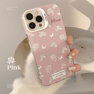 臺灣出貨 粉玫瑰蝶 ins 蘋果 iPhone 12 13 14 15 16 pro max 手機殼 PLUS 保護殼