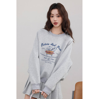 【桃裡】現貨 大學T oversize 寬鬆大學T 休閒 顯瘦 大尺碼大學T 冬天衣服 秋冬女裝 美式復古 潮流衣服