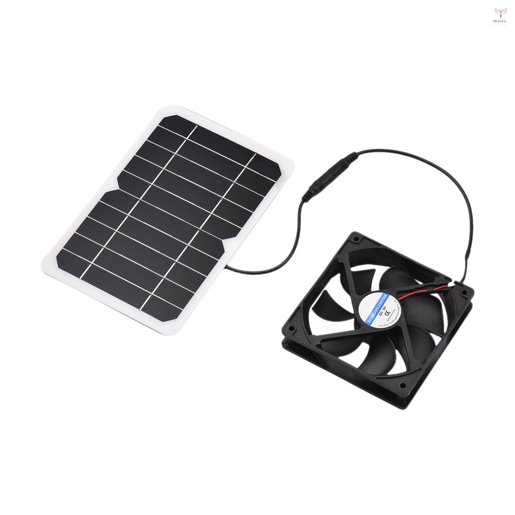Toyutw)6w 5V 太陽能電池板帶風扇通風機雞舍太陽能風扇太陽能電池用於狗雞舍棚房車溫室戶外露營迷你冷卻通風機