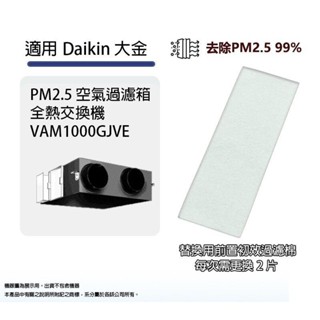 (全新)前置初效過濾棉濾網｜大金｜VAM1000GJVE｜PM2.5空氣過濾箱/全熱交換機