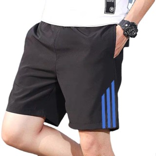 男士三條槓彈力寬鬆五分褲 夏季速乾健身褲 休閒運動短褲