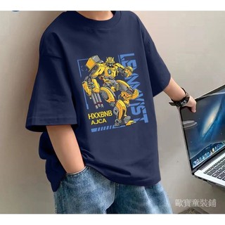 【歐寶童裝鋪】 男童純棉大黃蜂印花童裝新款夏季兒童短袖中大童寬鬆T恤上衣