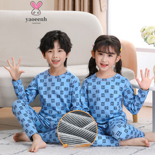 【YAOEENH】100-180CM 親子款德絨內衣套裝 中大童舒適寬鬆雙面絨家居服保暖睡衣兩件套 現貨 快速出貨