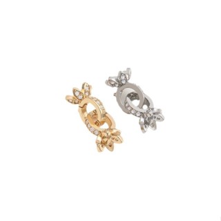 宏雲hongyun-ala新品-保色14k包金鑲鋯蓮花雙扣手工diy珍珠手鍊項鍊連接收尾扣飾品配件