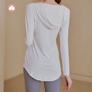 YOYOPEACH【現貨+預售|運動罩衫】運動上衣女 長袖瑜珈服 寬鬆顯瘦 速乾 長袖休閒外套 連帽健身衣服