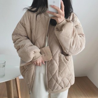【小方家】 現貨胖MM2-300斤燈芯絨加厚棉衣棉服女秋冬款韓版大尺碼寬鬆夾克外套潮