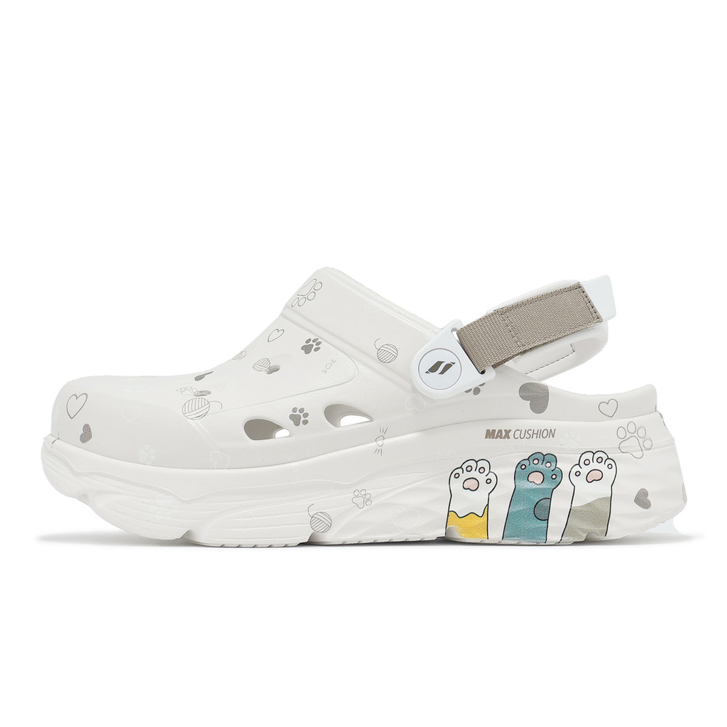 Skechers 涼鞋 Max Cushioning Foamies 女鞋 白 厚底增高 洞洞鞋 111658OFWT