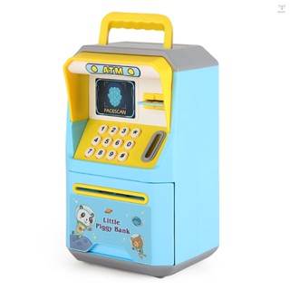Toyutw)兒童電動存錢罐嬰兒atm機莫尼罐模擬人臉識別自動滾動紙幣智慧語音提示