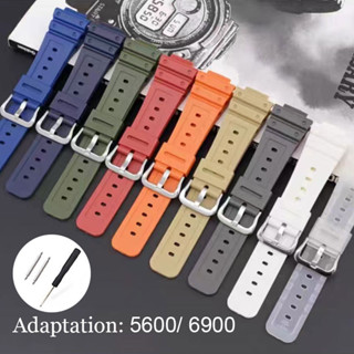 Tpu 矽膠錶帶適用於卡西歐數字手錶錶帶 G-shock 5600 6900 系列橡膠手鍊樹脂學生錶帶 16 毫米防水腕