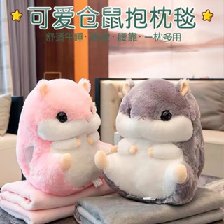 倉鼠公仔抱枕被子 兩用暖手手捂毛絨玩具 辦公室學生午睡毯靠墊禮物