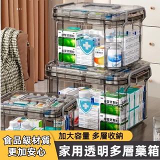臺灣現貨 透明醫藥箱 大容量葯物收納盒 傢庭裝藥品收納盒 家用多層醫療箱 大容量透明葯盒 便攜葯箱 家庭版醫葯箱 收納盒