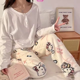 可外穿毛絨睡褲三麗鷗動漫 hello Kitty 蝙蝠俠Y2K法蘭絨睡褲家居褲保暖塗鴉休閒褲卡通少女家居服