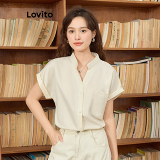 Lovio 女休閒幾何扣環前袋襯衫 LNE51414