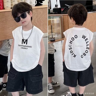 【歐寶童裝鋪】男童2026夏季韓版純棉背心新款上衣夏裝T恤洋氣兒童無袖薄款童裝