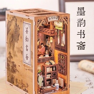 CuteBee墨韻書齋書立diy小屋拼裝立體拼圖微縮模型手工生日禮物袖珍屋