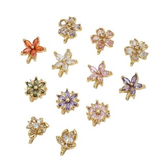 宏雲Hongyun-Ala新品-鋯石小花14K包金玫瑰花形雙排三排隔珠三孔隔片DIY串珍珠手鏈配件