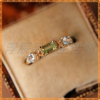 【飾品批發 可開發票】複古橄欖石 輕奢設計感指環 鍍14K 金色氣質百搭 輕奢戒指 女手飾