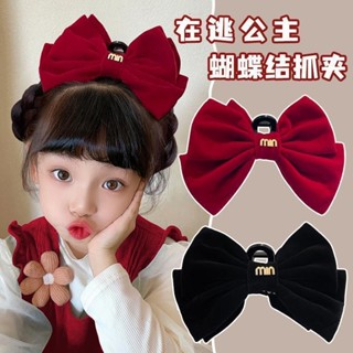 ❤️臺灣新品❤️女童大蝴蝶結抓夾在逃公主髮夾兒童後腦勺絲絨夾子小女孩拜年頂夾熱賣中🎆🎆