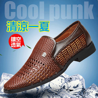 男式新款手工編織透氣工作鞋涼鞋