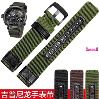 【特惠下殺】適用JEEP吉普 牧馬人JPW646軍表尼龍錶帶黑軍綠色帆布手錶帶24mm