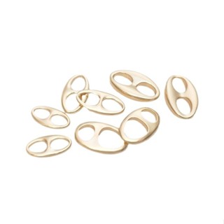 宏雲Hongyun-Ala新品-保色14K包金雙孔豬鼻子橢圓形連接件diy手鏈項鍊耳環耳扣吊墜配件