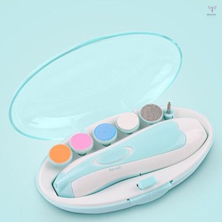 Toyutw)6 合 1 嬰兒指甲修剪器帶 LED 燈電動指甲修剪器套件適用於嬰幼兒兒童帶 6 件砂光頭安全低噪音