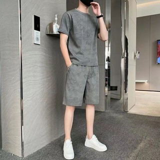 KK男裝 台灣出貨 男生套裝 兩件套 男生短袖套裝 美式套裝 短袖套裝男 休閒服 帥氣男裝 日系男裝 日式男裝