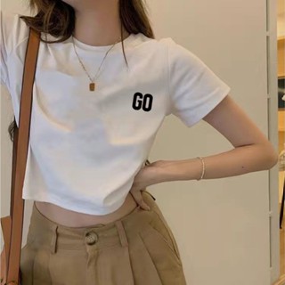 胖胖美依 短袖上衣 T恤 上衣 S-2XL夏季新款美式短袖t恤女白色T恤字母印花百搭顯瘦短款-7815.