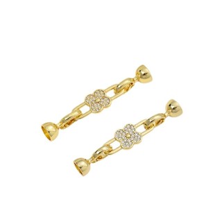 宏雲Hongyun-Ala新品-18k包真金保色珍珠項鍊配件鑲鋯石愛無限8字扣喇叭收尾扣diy材料