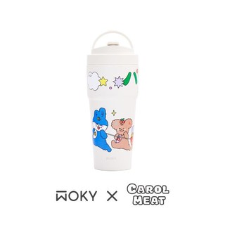 WOKY沃廚 X Carol Meat渾圓杯雙層陶瓷/ 750ml/ 冰狗室の小旅行/ 橡白 eslite誠品