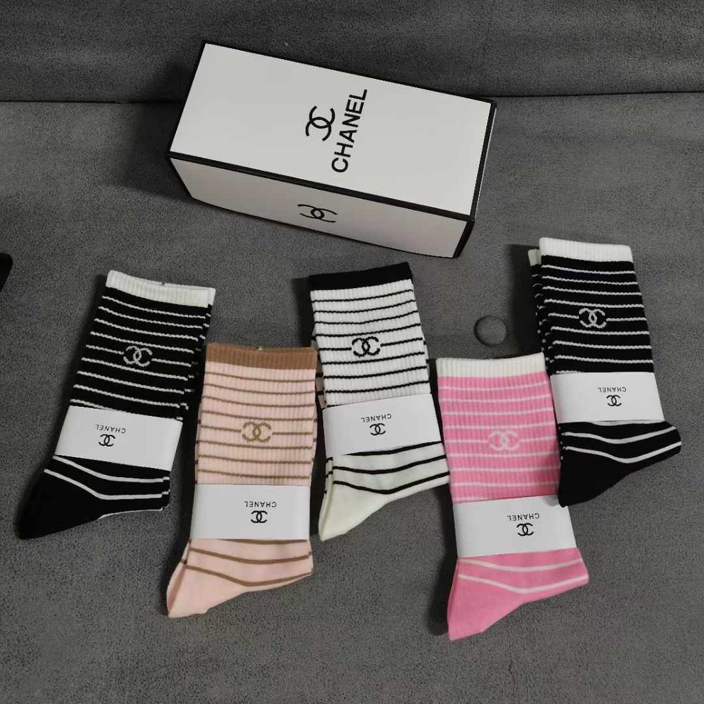 CHANEL2059 新款禮盒5雙裝女襪純棉長襪堆堆襪長筒襪
