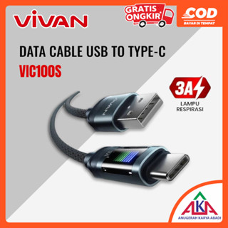 Vivan VIC100S USB轉Type-C 3A充電器數據線快速快速充電PD編織呼吸指示燈
