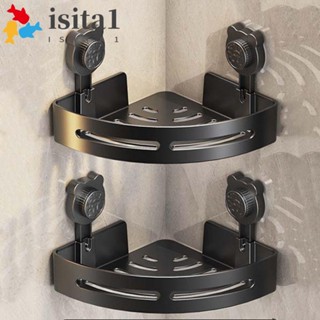 ISITA轉角置物架,塑膠壁掛式吸盤三角置物架,免打孔可拆卸可重複使用的牆壁淋浴洗髮架廚房