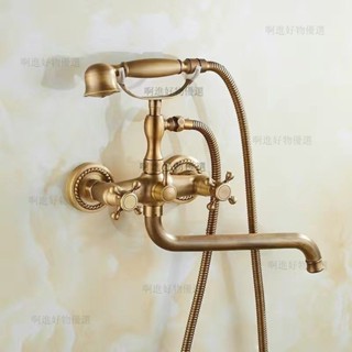 【桃園出貨】秒殺 花灑 全銅仿古花灑 套裝 歐式浴缸增壓淋雨沐浴龍頭 花灑 水龍頭全銅