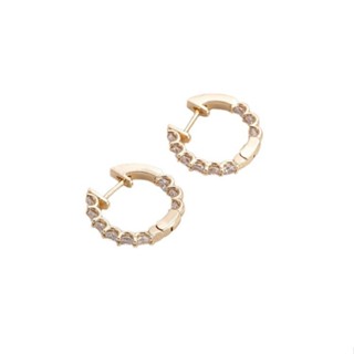 宏雲Hongyun-Ala新品-保色14K包金鑲鋯金智妮同款耳環韓國氣質女簡約時尚耳扣精緻耳圈
