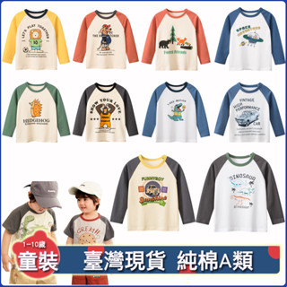 90-140cm童裝 高品質2025年春季新款卡通圖案男童長袖上衣 韓版純棉兒童長袖t恤 熊貓小男孩長袖上衣 彩色T恤
