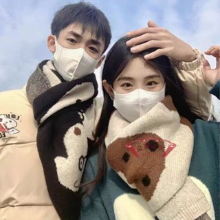 韓風保暖圍巾💜冬季新款韓系簡約毛線針織情侶圍巾可愛卡通百搭學生男女圍脖 脖圍 圍脖 圍巾披肩 寒流圍巾 針織圍巾