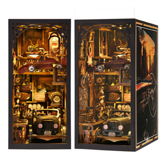 Hamaileon DIY手工書立書擋袖珍屋 3D立體拼圖娃娃屋 木製DIY小屋模型屋益智DIY玩具（F1古董汽車）