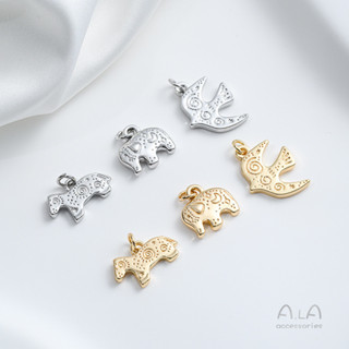 宏雲Hongyun-Ala新品-強保色14K包金可愛小動物卡通小馬小象小燕子吊墜diy手工飾品掛件