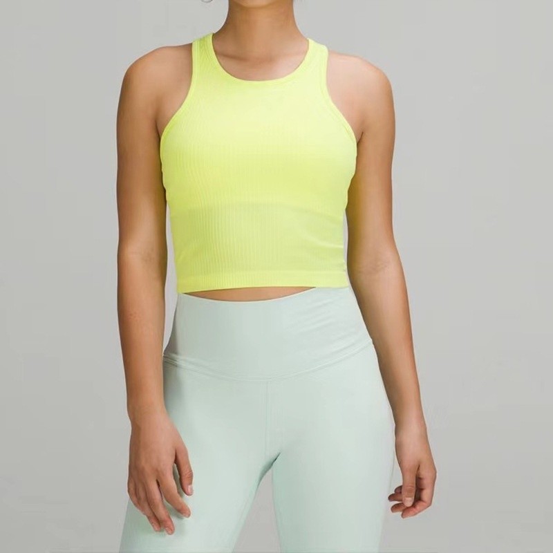 特價秒殺 lululemon同款 Ebb短款運動背心 女款 歐美新裸感 帶胸墊 透氣聚攏型 瑜伽上衣 健身服 運動內衣