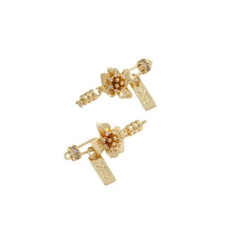 宏雲Hongyun-Ala新品-14K包金保色鑲鋯四葉草花朵連接收尾珍珠扣DIY手鏈項鍊飾品扣配件
