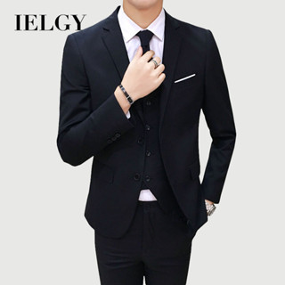 IELGY 男式休閒西裝新郎外套男士西裝男套裝三件式 大尺碼