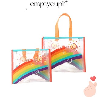 EMPTYCUP彩虹單肩包,大容量防水手提包,熱銷PVC購物手提袋女士