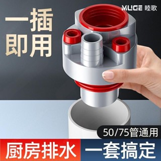 ♤洗衣機地漏♤ 現貨 睦歌廚房多功能防臭四通神器密封塞通用衛生間陽臺排水管分流器