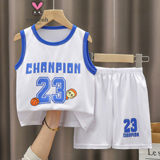 【YAOEENH】90-160CM 夏季男女童運動籃球服套裝 中大童速乾訓練背心球衣兩件套 現貨 快速出貨