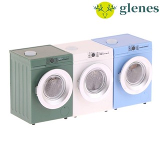 GLENES1/12洗衣機,娃娃屋迷你滾筒洗衣機模擬滾筒洗衣機,門可以開啟洗衣店微型玩具屋洗衣機