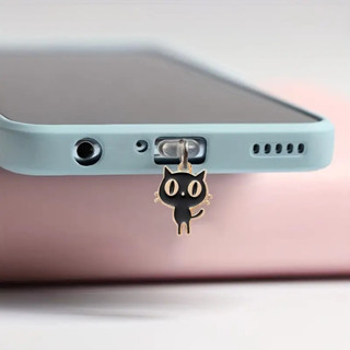 1 件小貓手機防塵塞:適用於 iPhone/Type-C Android 連接器 - 矽膠機身