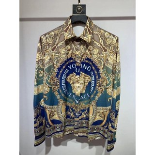 VERSACE1478 襯衫時尚休閒男士襯衫印花潮流花色長袖襯衫男