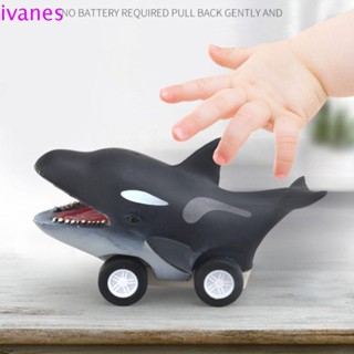IVANES01PressandGo汽車玩具,鯨鯊大白鯊海豚慣性車玩具,酷迷你可愛虎鯨拉回玩具車
